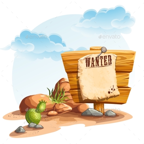 GraphicRiver Wooden Sign with Wanted Poster 10962886 GraphicRiver Wooden Sign with Wanted Poster 10962886