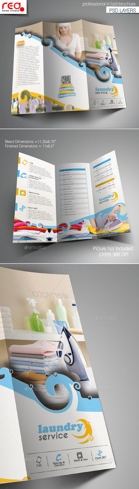 Laundry Service Trifold Brochure Template (Corporate)