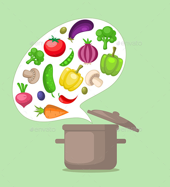 GraphicRiver Vegetables and Pan 10963583 GraphicRiver Vegetables and Pan 10963583