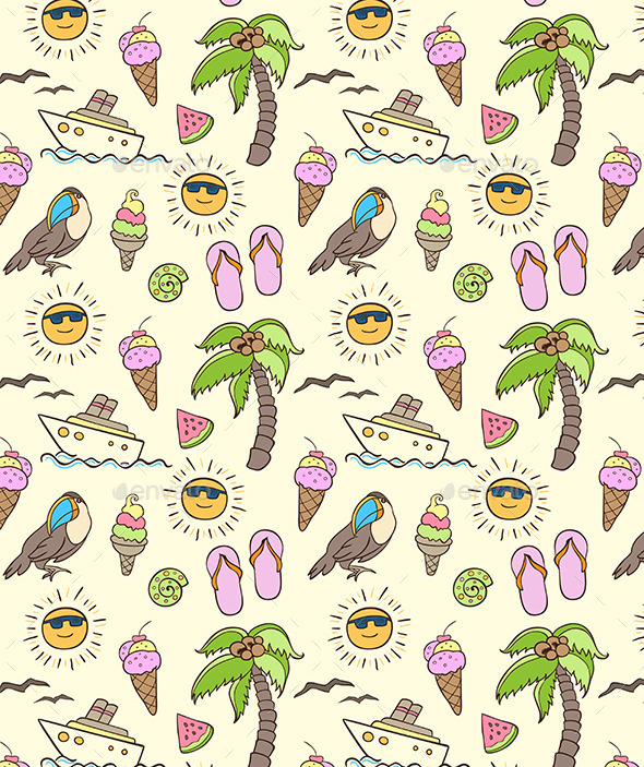 GraphicRiver Seamles Pattern with Palm and Boat 10963800 GraphicRiver Seamles Pattern with Palm and Boat 10963800