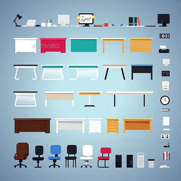 GraphicRiver Office Furniture Set 10957164 GraphicRiver Office Furniture Set 10957164