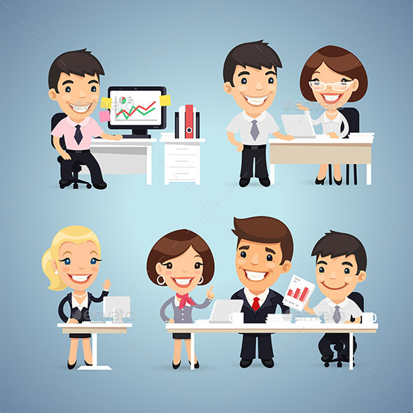 GraphicRiver Managers Cartoon Characters at the Table Set 10957220 GraphicRiver Managers Cartoon Characters at the Table Set 10957220