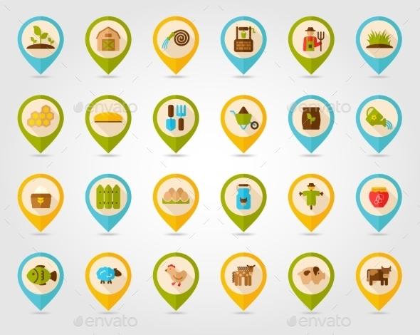 GraphicRiver Farm Garden Flat Mapping Pin Icons 10966192 GraphicRiver Farm Garden Flat Mapping Pin Icons 10966192