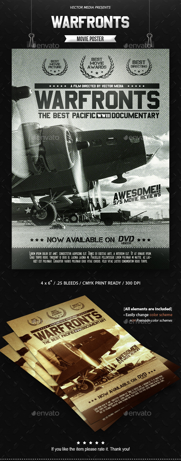 GraphicRiver Warfronts Movie Poster 10966547 GraphicRiver Warfronts Movie Poster 10966547