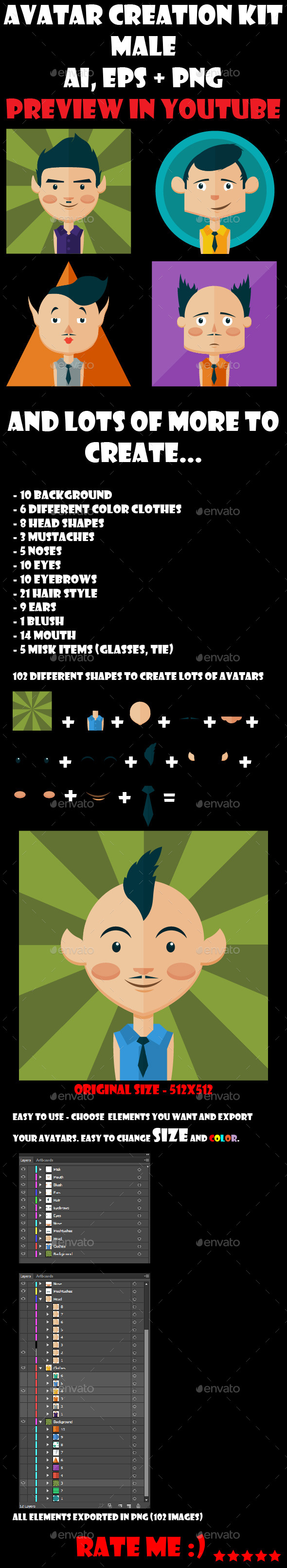 GraphicRiver Avatar Creation Kit Male 10946316 GraphicRiver Avatar Creation Kit Male 10946316