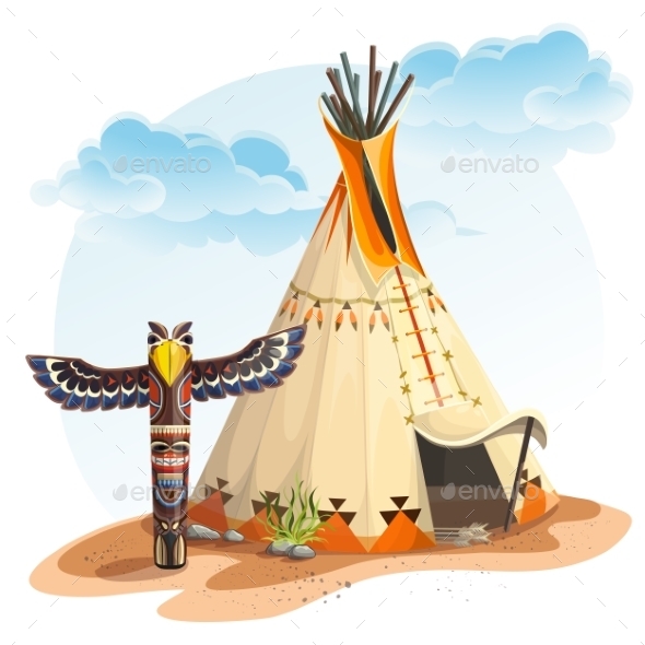 GraphicRiver North American Indian Tipi Home with Totem 10967883 GraphicRiver North American Indian Tipi Home with Totem 10967883