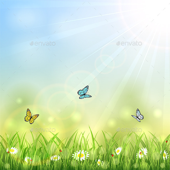 GraphicRiver Summer Background with Butterflies 10968629 GraphicRiver Summer Background with Butterflies 10968629