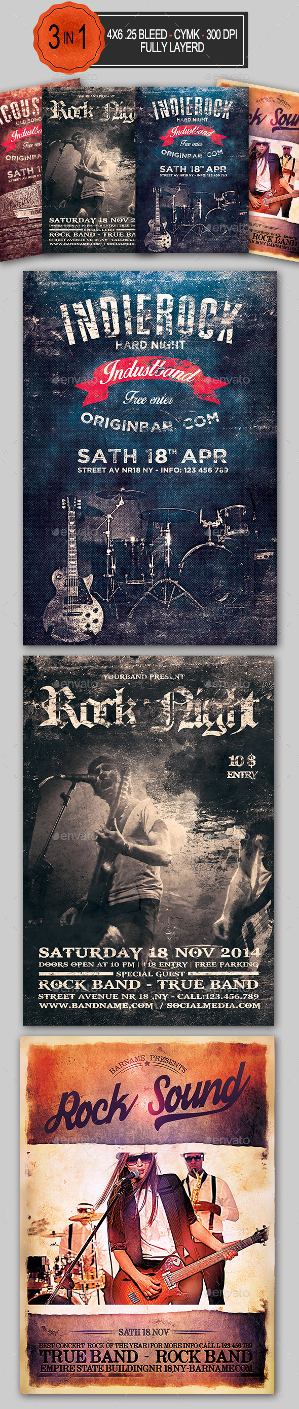 GraphicRiver 3in1 Rock Flyer Bundle 10969668 GraphicRiver 3in1 Rock Flyer Bundle 10969668
