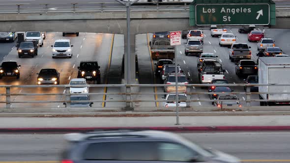 Traffic On Busy Freeway In Downtown Los Angeles California 15 Traffic On Busy Freeway In Downtown Los Angeles California 15