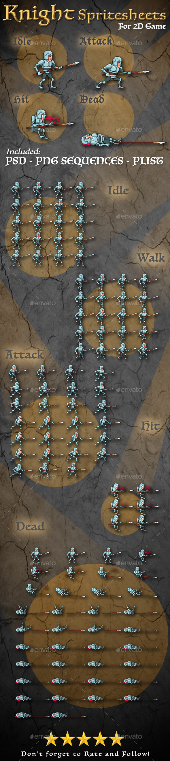 GraphicRiver Cartoon Knight Sprites 10925553 GraphicRiver Cartoon Knight Sprites 10925553