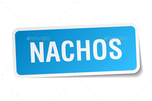 nachos blue square sticker isolated on white (Misc) Photo Download