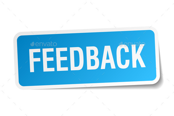 feedback blue square sticker isolated on white (Misc) Photo Download