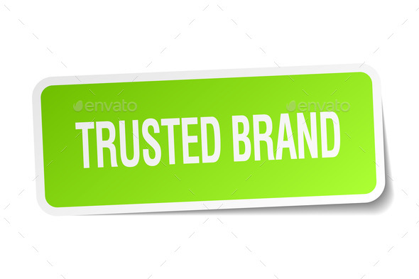 trusted brand green square sticker on white background (Misc) Photo Download