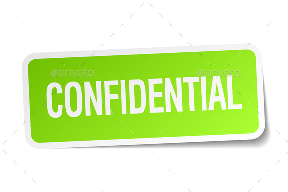 confidential green square sticker on white background (Misc) Photo Download