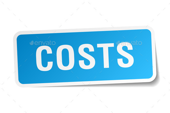 costs blue square sticker isolated on white (Misc) Photo Download