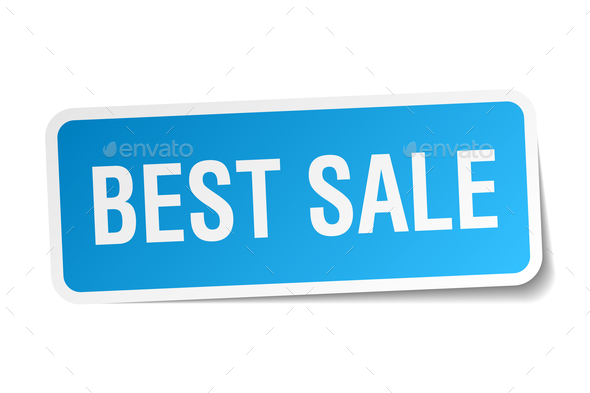 best sale blue square sticker isolated on white (Misc) Photo Download