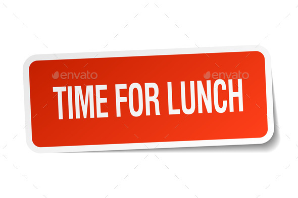 time for lunch red square sticker isolated on white (Misc) Photo Download