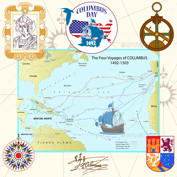 GraphicRiver Clipart package to the Day of Columbus 10938596 GraphicRiver Clipart package to the Day of Columbus 10938596