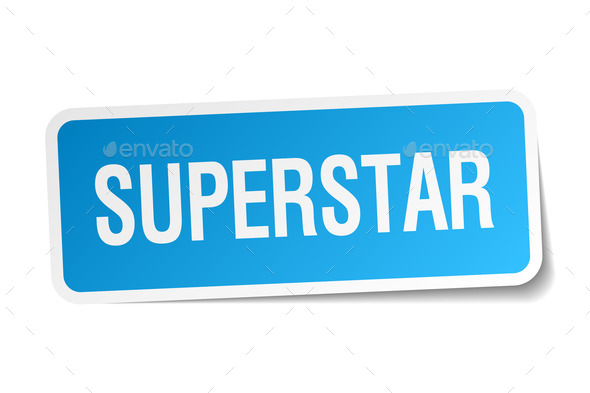 superstar blue square sticker isolated on white (Misc) Photo Download