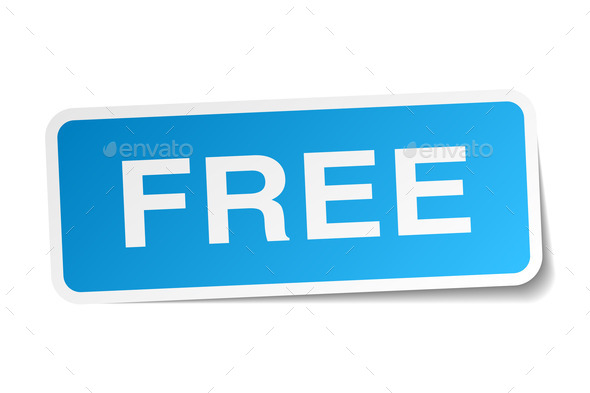 free blue square sticker isolated on white (Misc) Photo Download