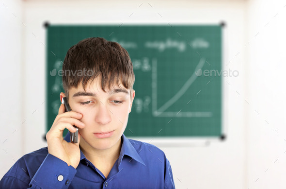 Sad Student with Cellphone (Misc) Photo Download