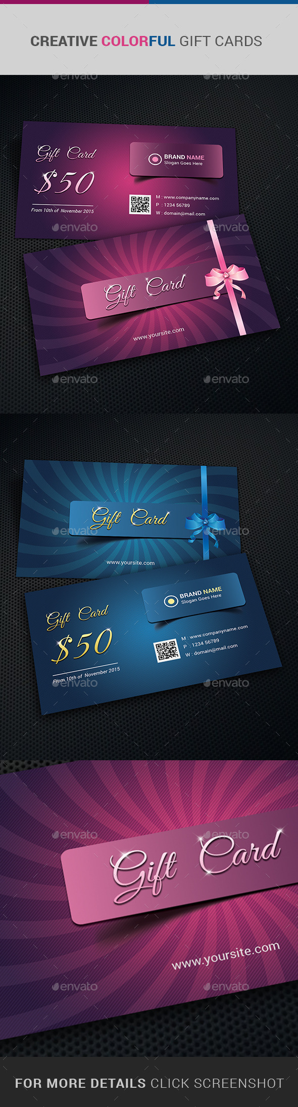 GraphicRiver CREATIVE Colorful Gift Cards 10982238 GraphicRiver CREATIVE Colorful Gift Cards 10982238
