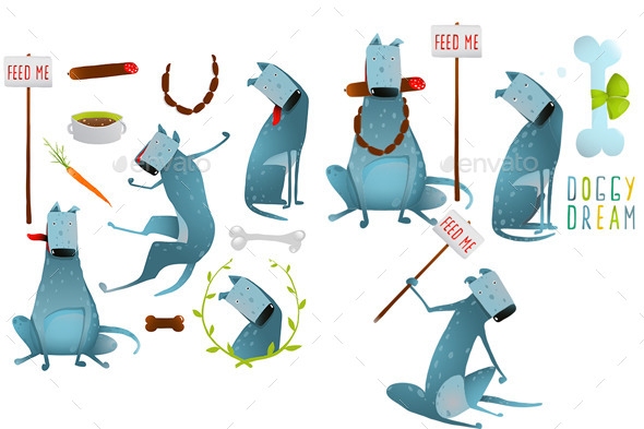GraphicRiver Feeding Hungry Dogs Healthy Diet Clip Art Set 10984477 GraphicRiver Feeding Hungry Dogs Healthy Diet Clip Art Set 10984477
