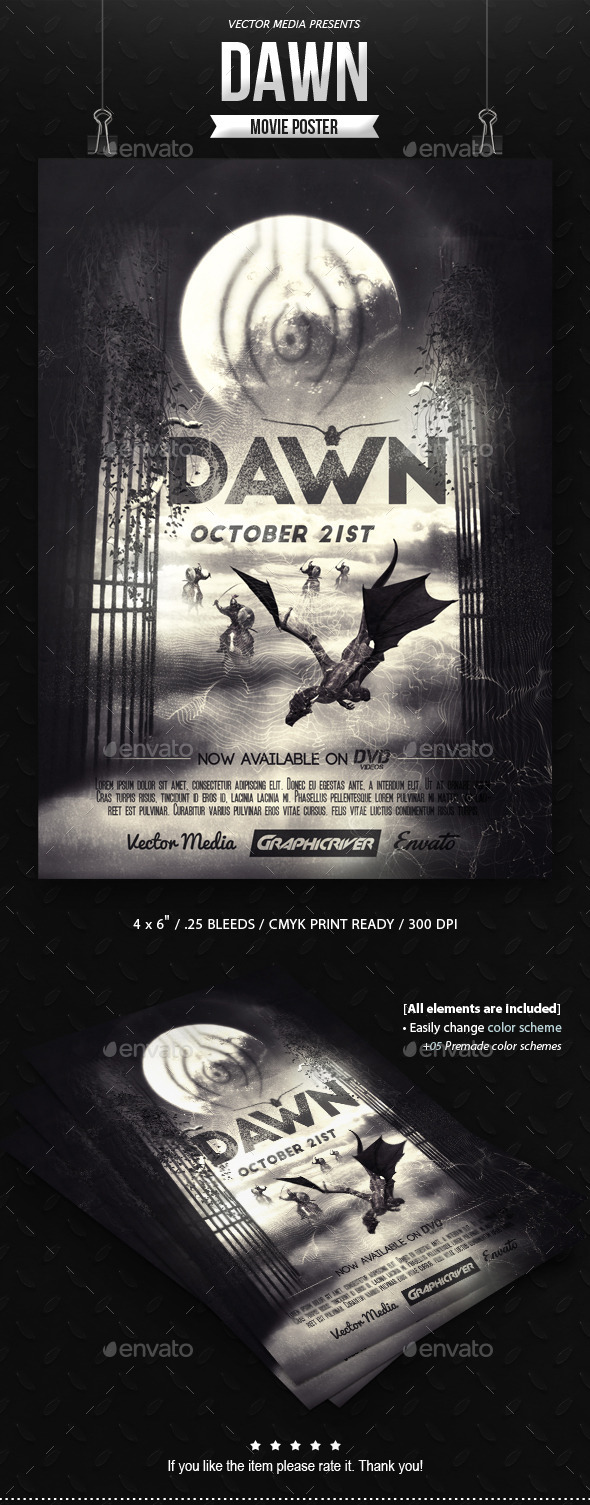 GraphicRiver Dawn Movie Poster 10984885 GraphicRiver Dawn Movie Poster 10984885
