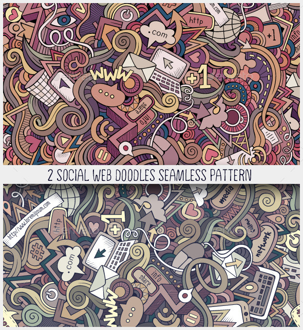 GraphicRiver 2 Social Doodles Seamless Pattern 10986267 GraphicRiver 2 Social Doodles Seamless Pattern 10986267