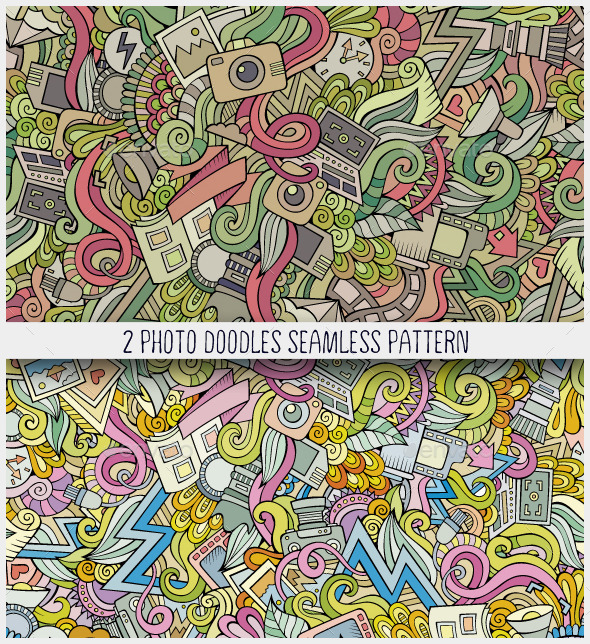 GraphicRiver 2 Photography Doodles Seamless Patterns 10986313 GraphicRiver 2 Photography Doodles Seamless Patterns 10986313