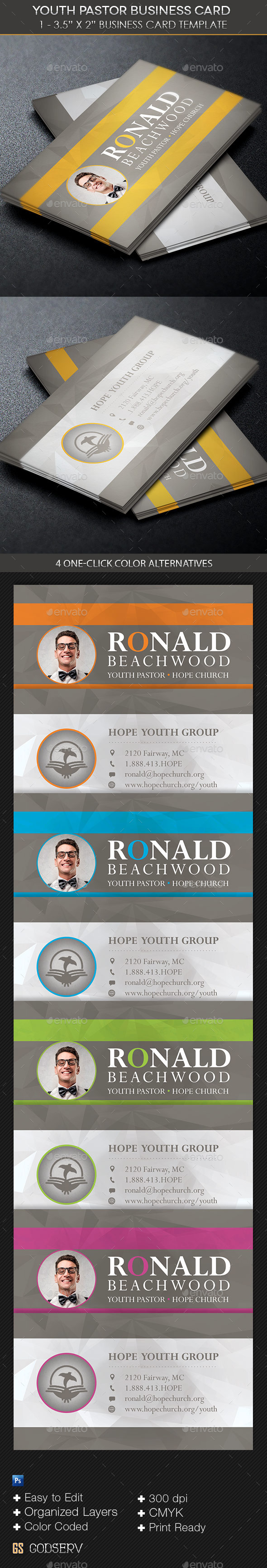 Youth Pastor Business Card Template