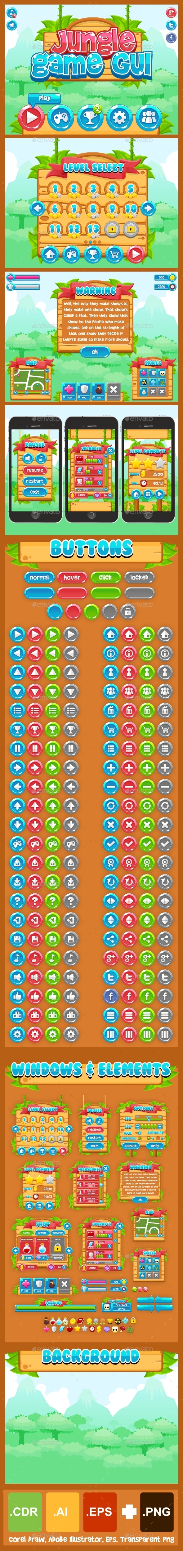 GraphicRiver Jungle Game GUI 10988560 GraphicRiver Jungle Game GUI 10988560