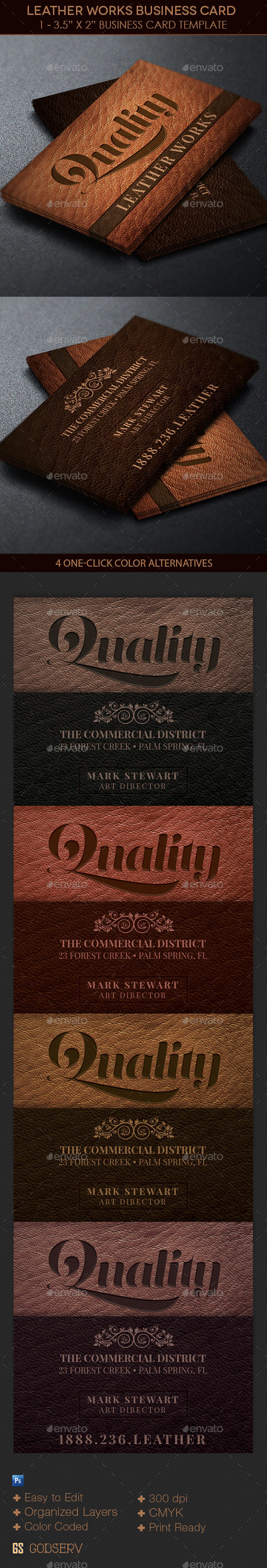 Leather Works Business Card Template