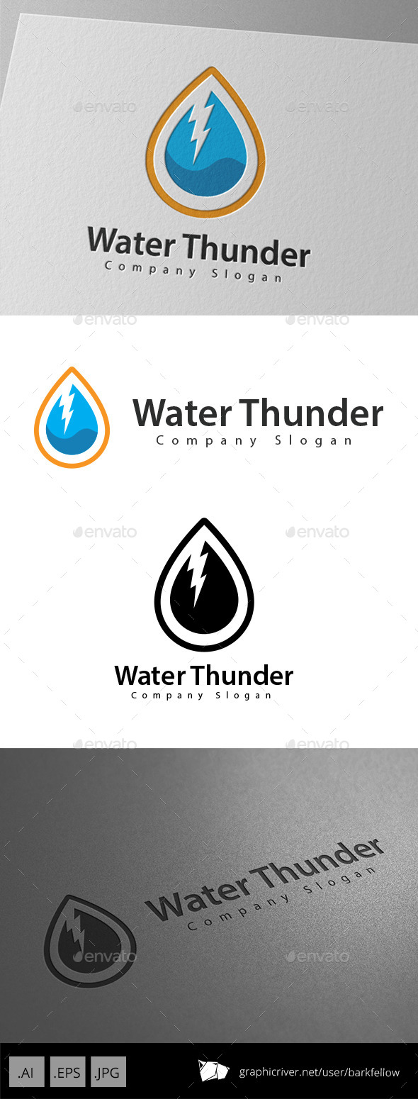 GraphicRiver Water Thunder Logo Design 10989158 GraphicRiver Water Thunder Logo Design 10989158