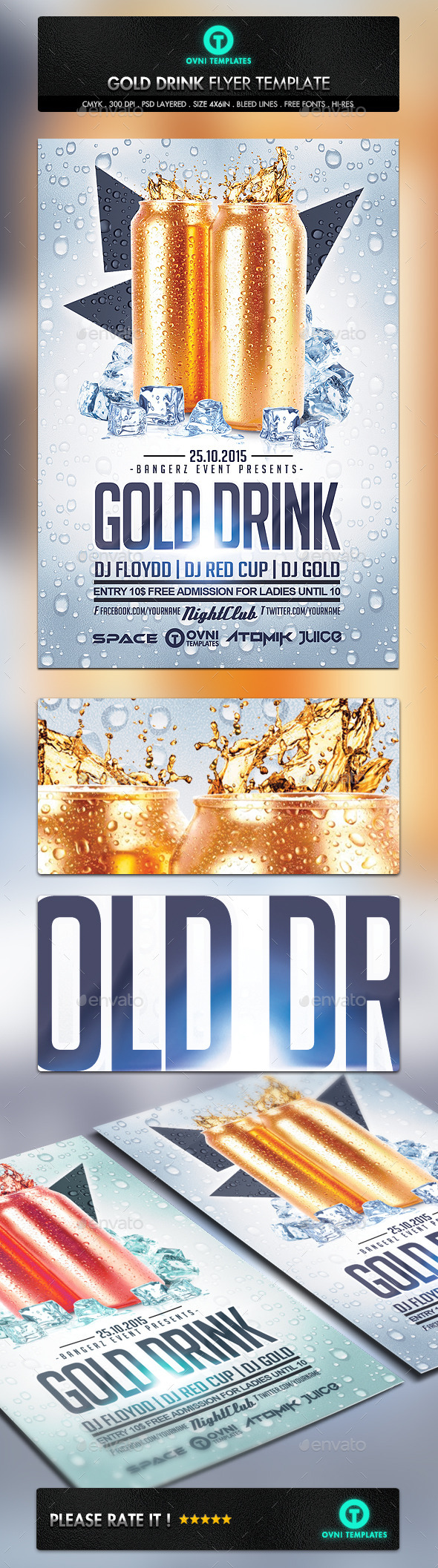 Gold Drink Flyer Template (Flyers)