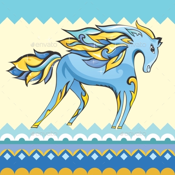 GraphicRiver Creative Blue Horse Illustration 10990670 GraphicRiver Creative Blue Horse Illustration 10990670