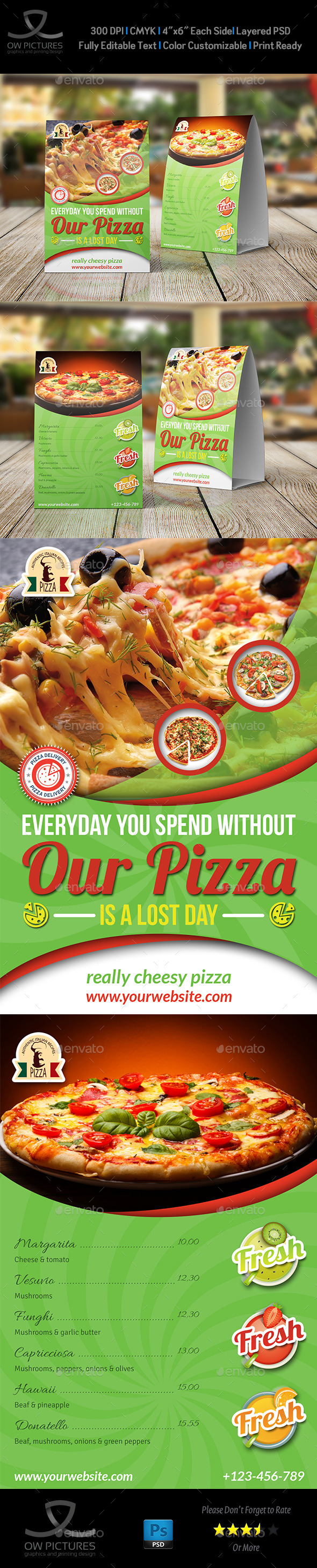 GraphicRiver Pizza Restaurant Table Tent Template 10990877 GraphicRiver Pizza Restaurant Table Tent Template 10990877
