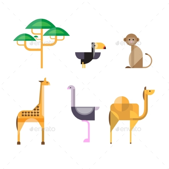 GraphicRiver Flat African Animals and Plants Geometric Style 10991757 GraphicRiver Flat African Animals and Plants Geometric Style 10991757