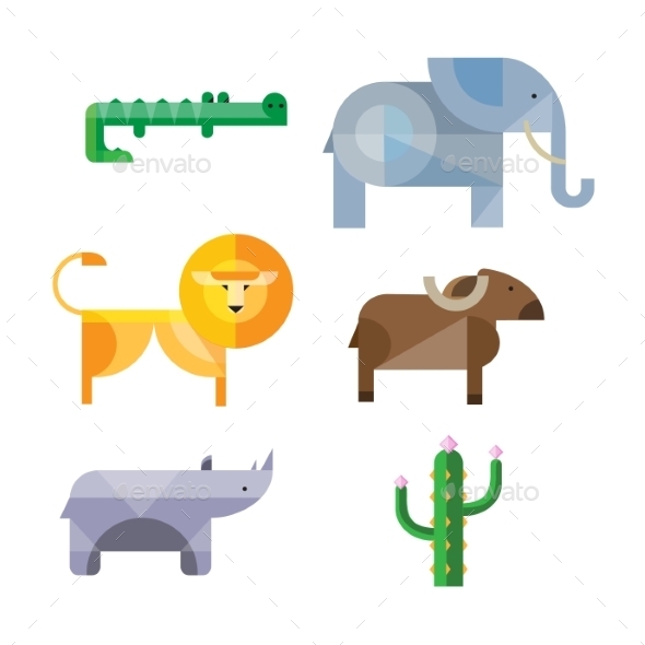 GraphicRiver Flat African Animals and Plants Geometric Style 10991759 GraphicRiver Flat African Animals and Plants Geometric Style 10991759