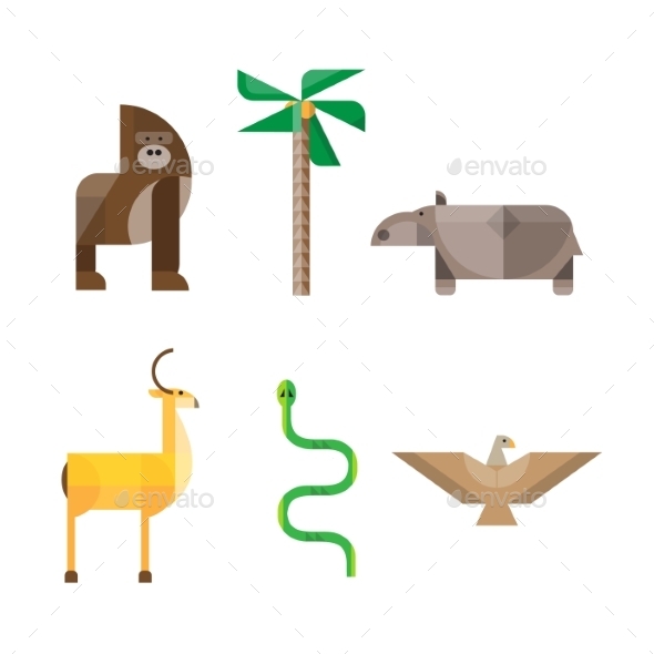 GraphicRiver Flat African Animals and Plants Geometric Style 10991761 GraphicRiver Flat African Animals and Plants Geometric Style 10991761