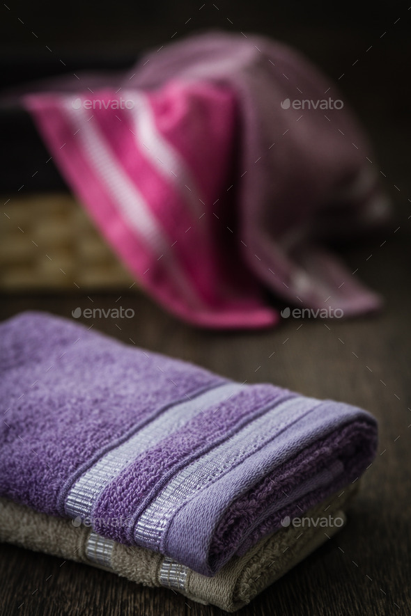 Colorful Towels in Wicker Basket (Misc) Photo Download