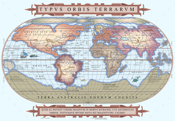 GraphicRiver Old Globe with Water Monsters 10983760 GraphicRiver Old Globe with Water Monsters 10983760