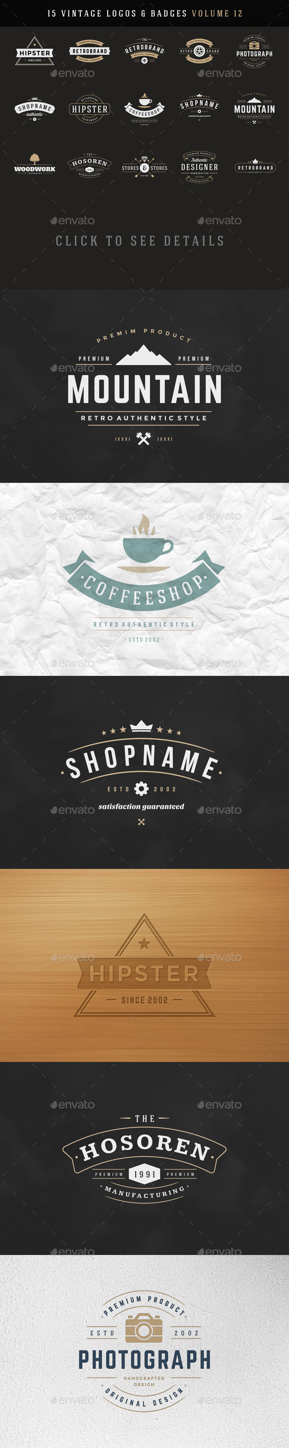 GraphicRiver 15 Retro Vintage Logotypes or Badges 10993691 GraphicRiver 15 Retro Vintage Logotypes or Badges 10993691