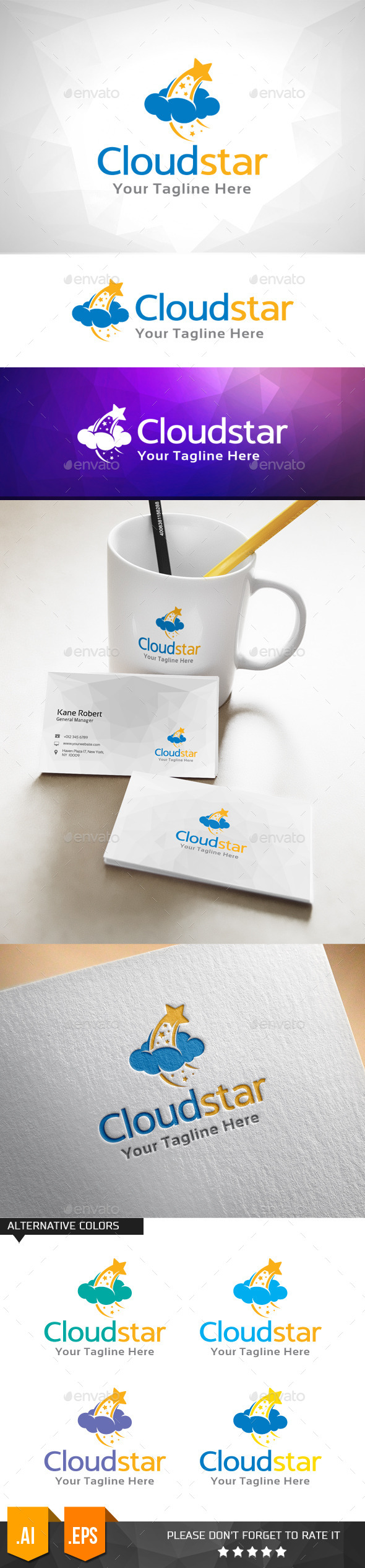 Cloud Star Logo Template