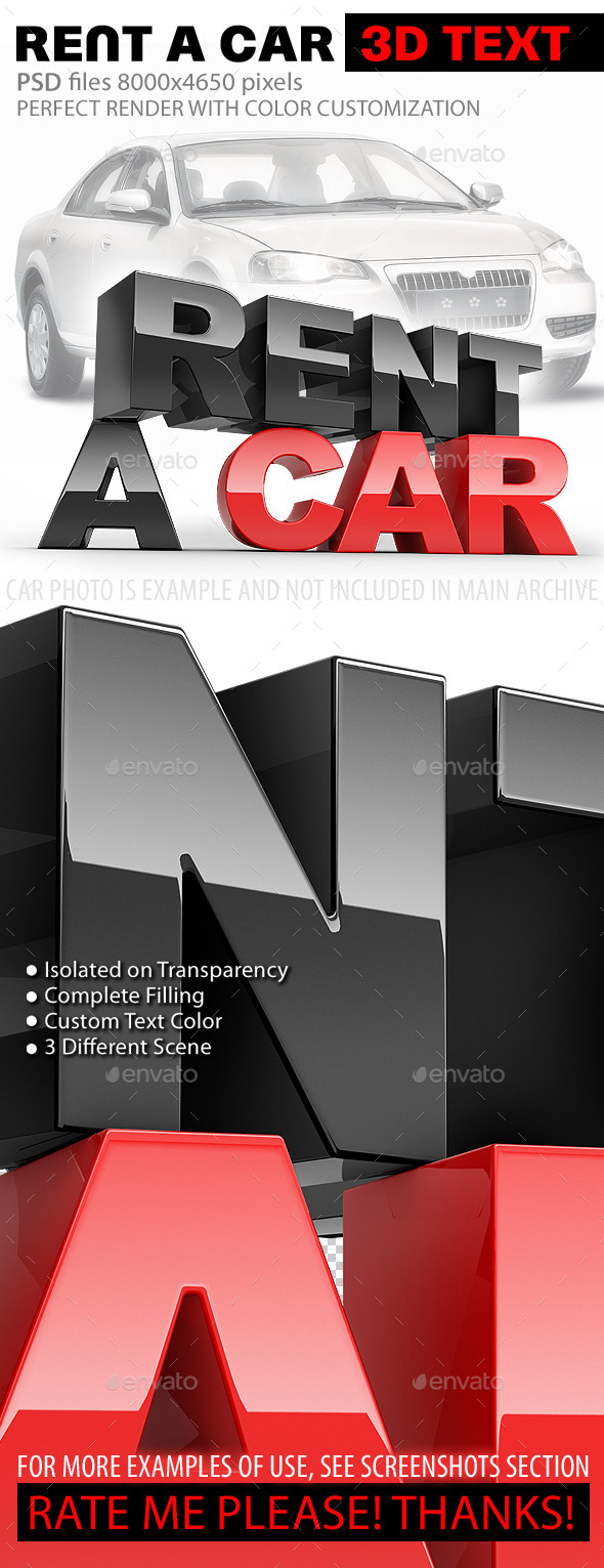 GraphicRiver Rent A Car 3D Text 10993832 GraphicRiver Rent A Car 3D Text 10993832