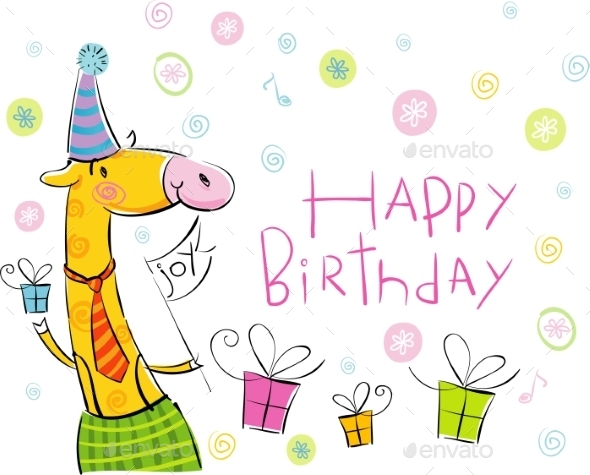GraphicRiver Birthday Giraffe 10995130 GraphicRiver Birthday Giraffe 10995130