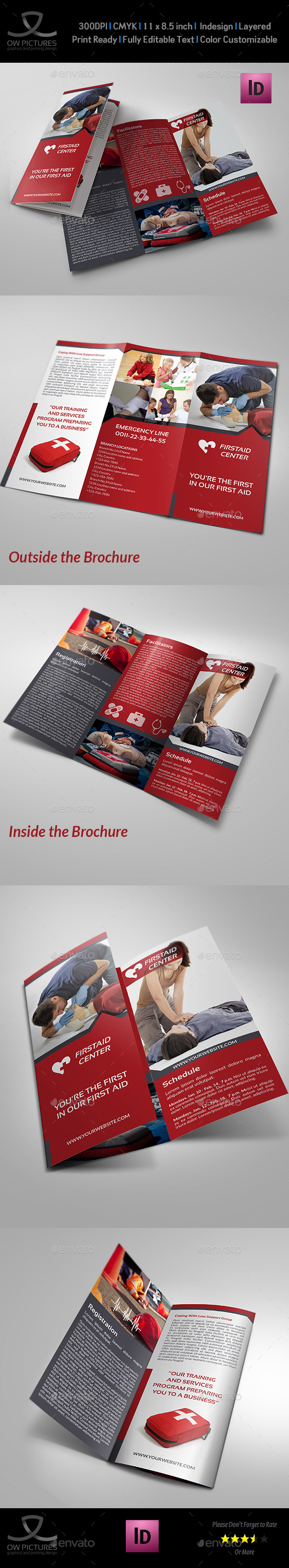 First Aid Brochure Bi-Fold Template (Brochures)