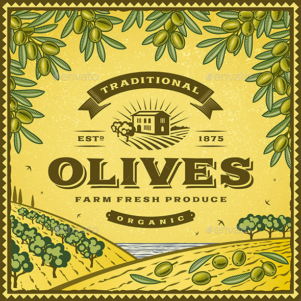 GraphicRiver Vintage Olives Label 10997783 GraphicRiver Vintage Olives Label 10997783