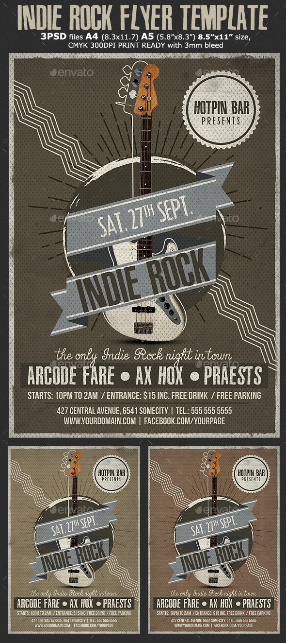 GraphicRiver Indie Rock Flyer Template 10952448 GraphicRiver Indie Rock Flyer Template 10952448