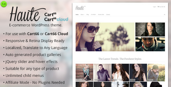 Haute - Ecommerce WordPress Theme for Cart66